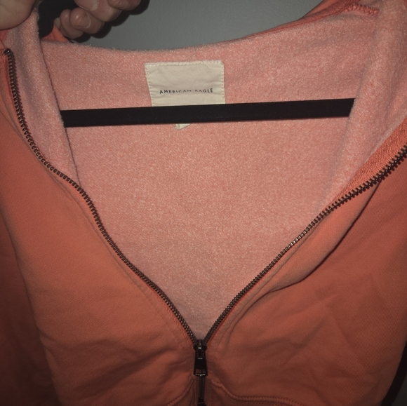 American Eagle Coral Sweatshirt with Zipper and High Neckline EUC Size S - Picture 7 of 8